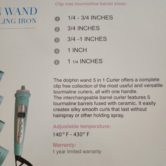 Special Edition Dolphin Wand 5-in-1 Clipless Curling Iron - Picture 4 of 4